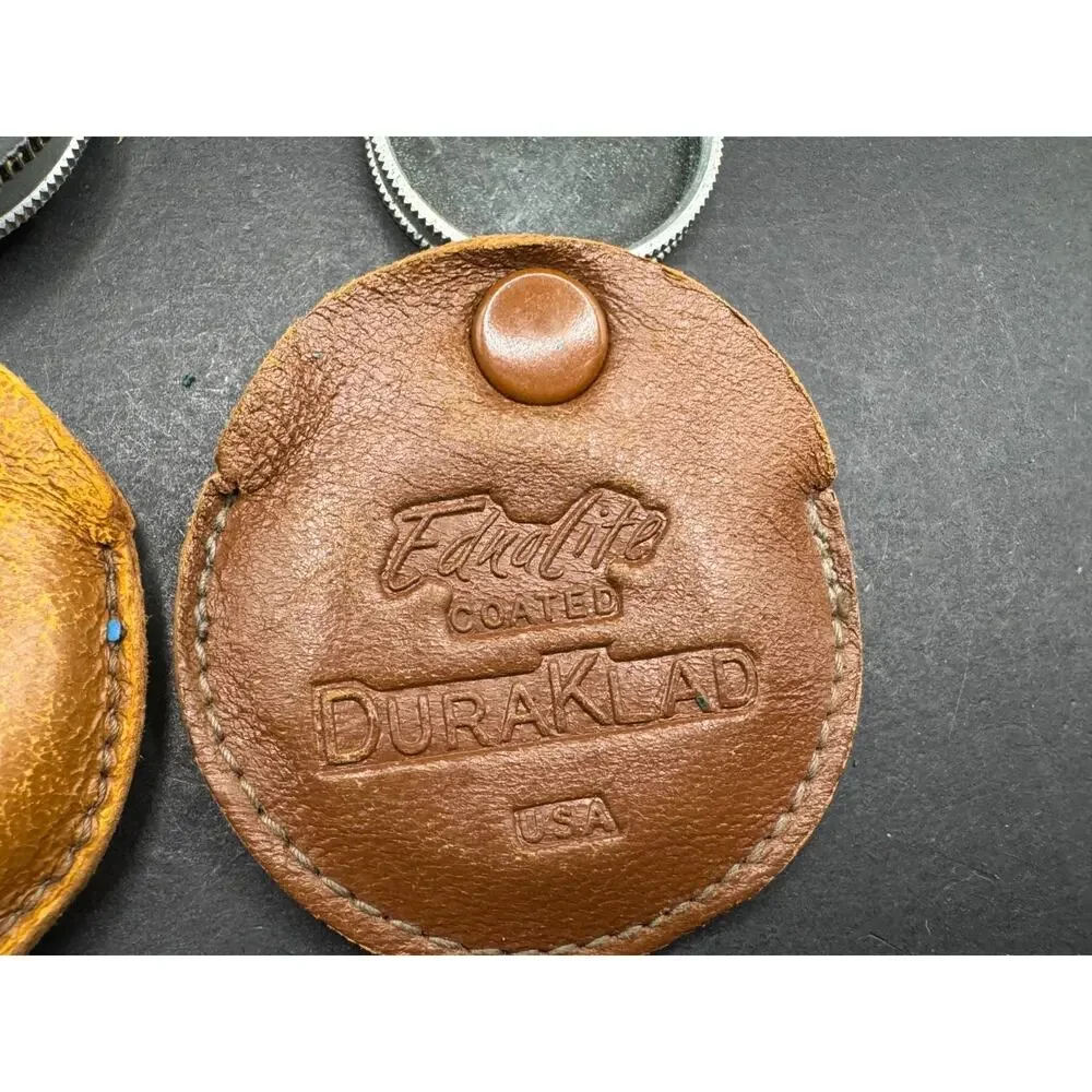 Lot of 2 Vintage Ednalite DuraKlad Coated Filters with Leather Snap Cases USA